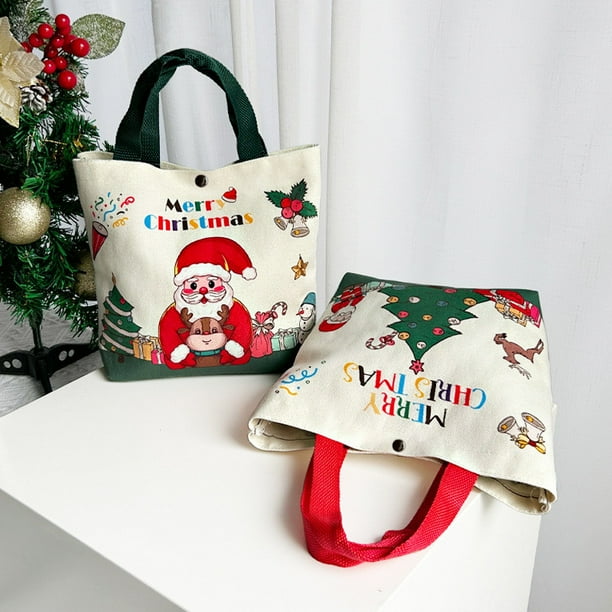 Christmas Gift BagPresent SackCanvas Tote Christmas Eve Handheld Bag For Candy And Apples Carry Packaging Pouch