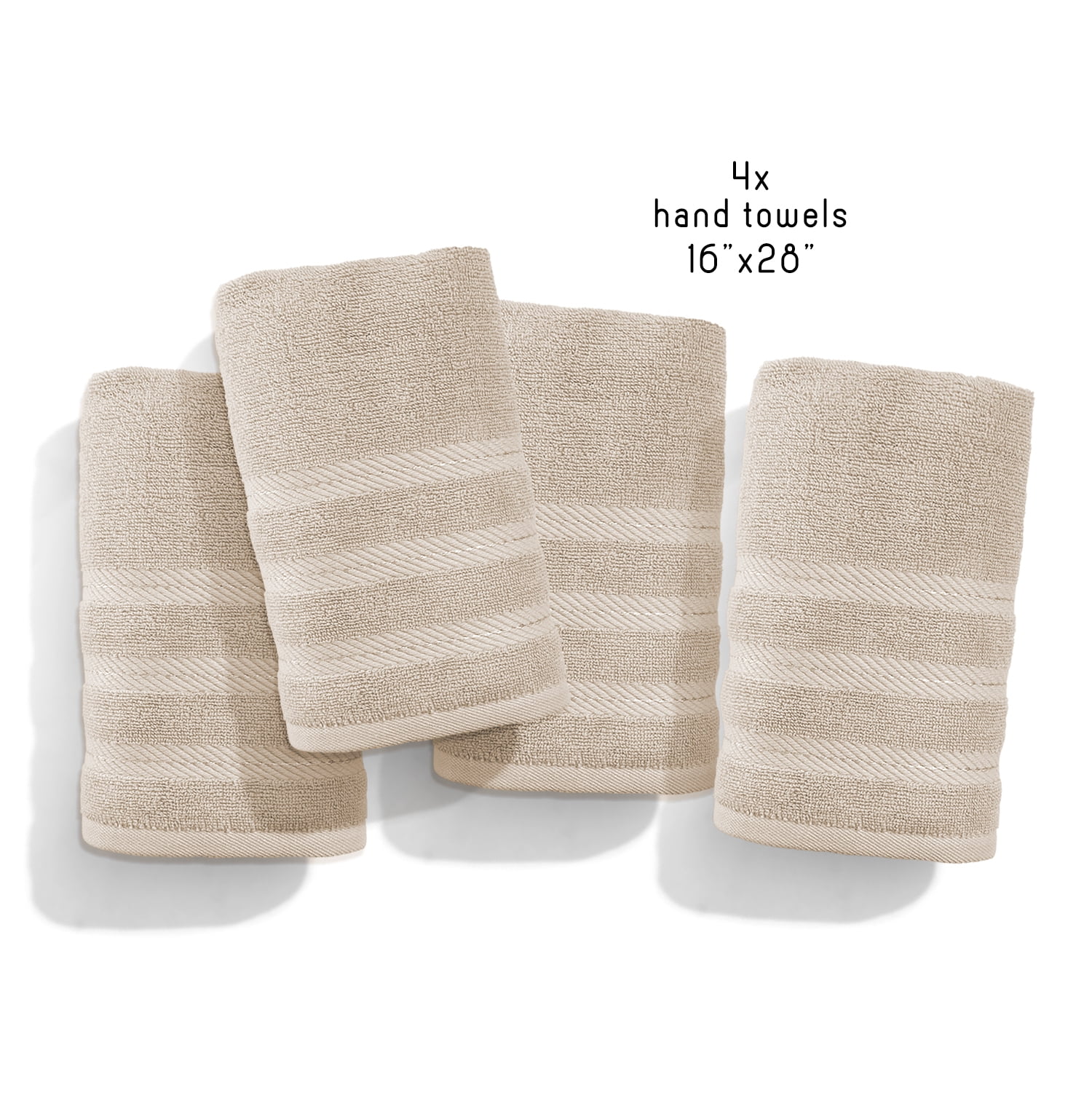 Virtu Bath Towel Sets For Bathroom 100% Ring Spun Cotton Luxury Bath Towel Set 4 Pc Highly Absorbent Towels, Cream