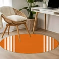 thumbnail image 5 of 4ft Round Rug, Thanksgiving Non-Skid Rubber Backing Large Area Rugs - Living Room Bedroom Home Office, Fall Luxurious Orange White Striped Harvest Autumn Indoor Floor Mat Carpets Washable Rug, 5 of 9