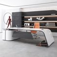 thumbnail image 1 of Luxury Console Conference Office Desks Storage Reception L Shaped Wooden Shelf Study Corner Mesa Escritorio Office Accessories My Lux Decor Round, 1 of 9