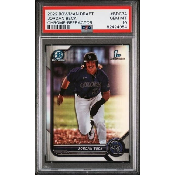 Graded 2022 Topps Bowman Draft Jordan Beck #BDC34 Chrome Refractor Rookie RC Baseball Card PSA 10 Gem Mint