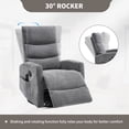 thumbnail image 4 of Leumius Swivel Recliner Chair,360° Glider Rocking Chair with Massage and Heating,Soft Chenille Small Manual Recliner for Nursery Home Theater,Dark Gray(Chenille), 4 of 7