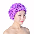thumbnail image 1 of FloreceBien Gorro de baño de Flores 3D Elegante Gorro de baño Hecho a Mano con pétalos de Flores para Mujer Gorro de natación Retro Gorro de natación de Pelo Largo y Corto para Parques acuáticos, 1 of 8