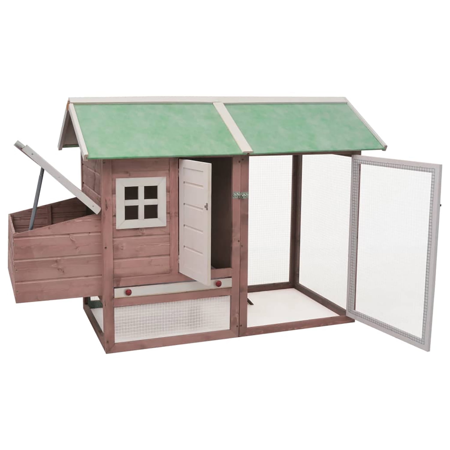 Pefilos 66.9" Wooden Rabbit Hutch, Large Hen House with Nesting Boxes and Durable Cage for Farmyard Bunny Cage Climb Ramp for Access, Brown Pefilos 66.9" Wooden Rabbit Hutch, Large Hen House with Nesting Boxes and Durable Cage for Farmyard Bunny Cage Climb Ramp for Access, Brown
