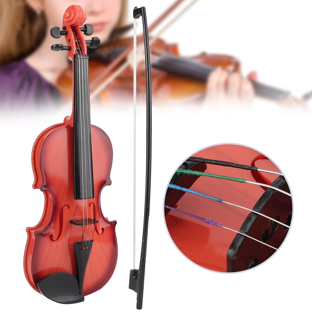 Light Brown DISHUECO Simulated Kid Acoustic Violin Toy Adjustable String Musical Beginner Develop Instrument Practice