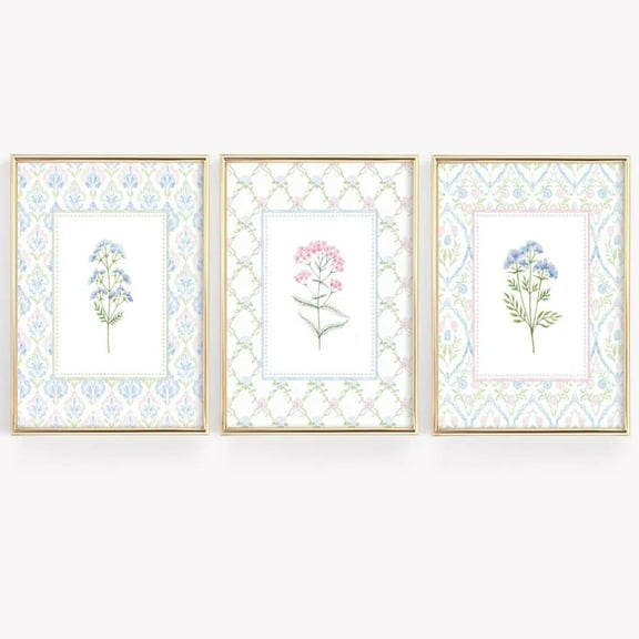 FCCUYE Wildflower Nursery Wall Art Pink Watercolor Floral Painting Baby Girl Nursery Canvas Wall Decor Vintage Botanical Flower Picture Boho Wildflower Prints for Bedroom 12x16x3 Inch Unframed