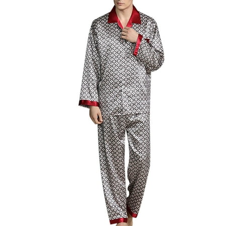 

Casual Graphics Print Lounge Set for Men Casual Long Sleeve Stain Silk Pajamas Homewear Set