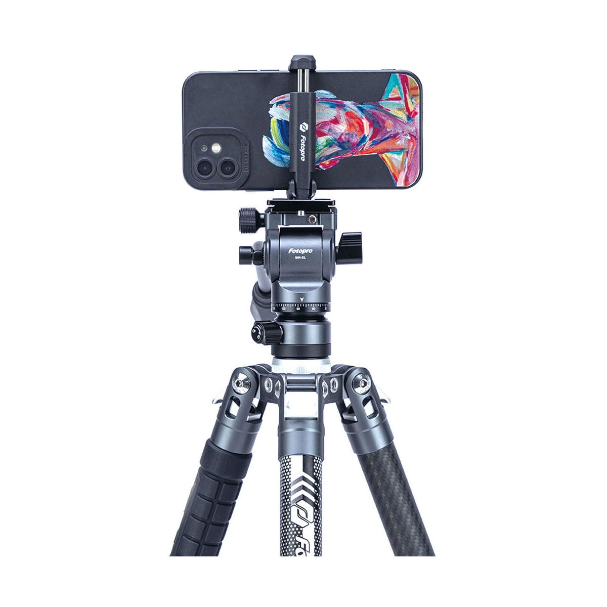 FotoPro X-AIRCROSS 3 Video 5-Section Carbon Fiber Tripod with MH-2L Fluid Video Head, Slate Gray