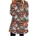thumbnail image 2 of Dolkfu Long Sleeve Womens Fall Winter Tops Crew Neck Santa Claus Multicolor Flannel Pullover Tops Graphic Prints Retro Vintage Tops Multicolor,L, 2 of 6