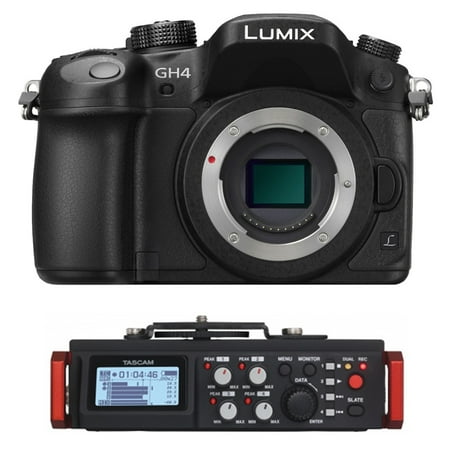 Panasonic Lumix DMC-GH4 Mirrorless Digital Camera - 4K Cinematic Video (Body Only) w/ Tascam Field Recorder kit