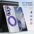 thumbnail image 6 of ELEHOLD Rugged Clear Case for Samsung Galaxy Z Fold 5, Transparent Non-Slip Ring Kickstand Lightweight Shock-Absorbent Magnetic Case Cover with Tempered Glass Cover,Purple, 6 of 9
