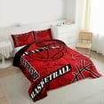 thumbnail image 4 of Feelyou Basketball Game Player Bedding Comforter Set for Kid, Cartoon Ball Print Twin Comforter Sets, Stripes Abstract Maroon Reversible Bedding Set, Luxury Bedroom Decor, 2 Pieces, 4 of 9