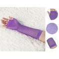 thumbnail image 2 of INSPIRE CHIC Women's Fingerless Mesh 1980s Fancy Dress Party Costume Accessories Fishnet Gloves Long-1Pair Purple, 2 of 5