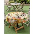 thumbnail image 3 of Outdoor Tablecloth with Umbrella Hole and Zipper, Orange Hello Fall Round Table Cloth 54 Inch Waterproof Tablecloth, Thanksgiving Pumpkins Maple Leaf Picnic Table Cover for Patio Camping, 3 of 7