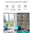 thumbnail image 4 of Window Privacy Film Burnt Orange Green Flower Stained Glass Window Film Decorative Sun Block Window Cover Boho Ethnic Vintage Window Clings Static Adhesive Sticker for Bathroom 29.5"x118", 4 of 7