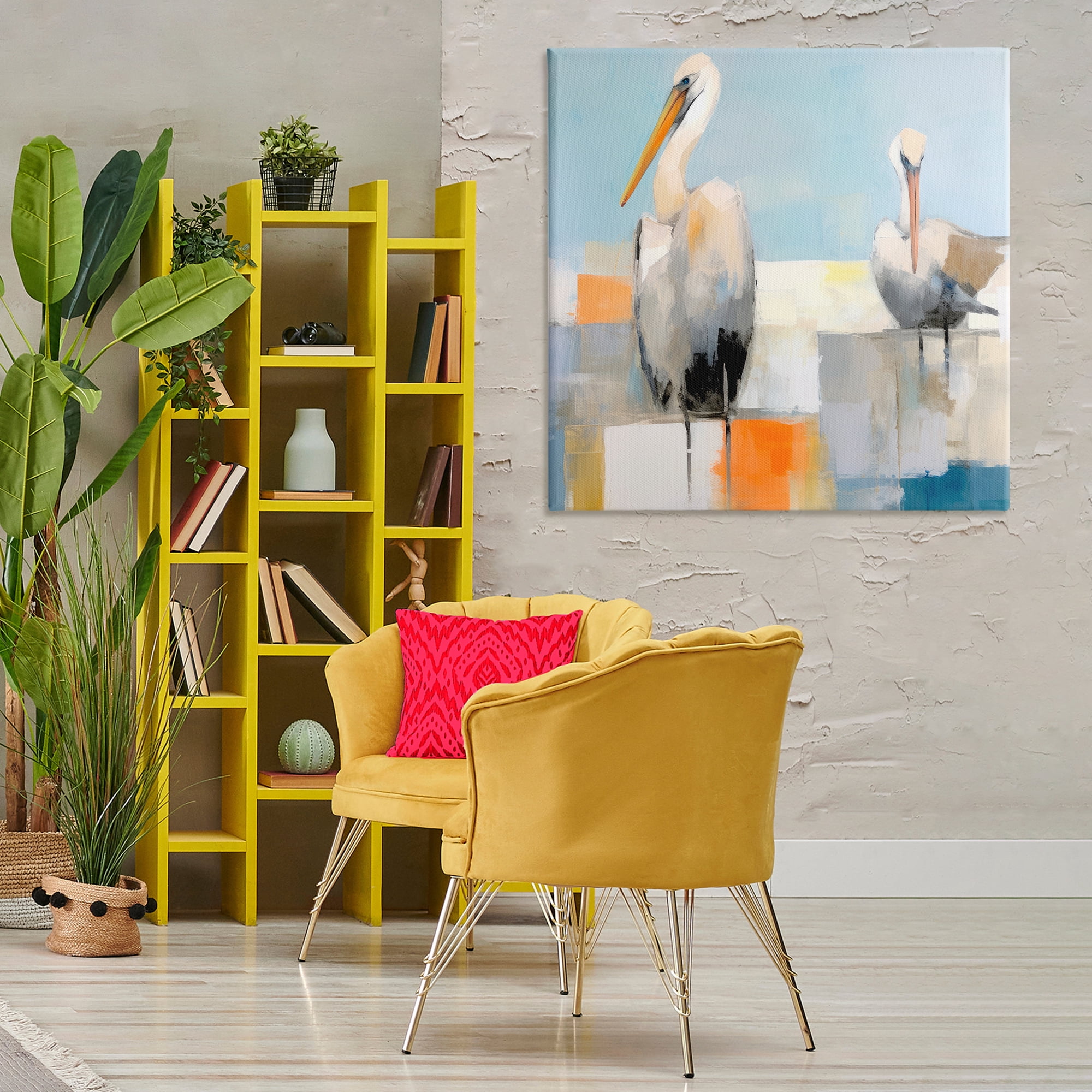 Stupell Industries Nautical Pelicans Abstract Animals & Insects Painting Gallery Wrapped Canvas Art Print Wall Art, 36 x 36