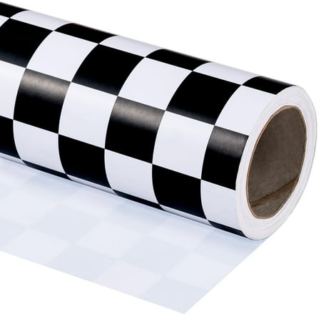 WRAPAHOLIC Checkered Flag PresNok Wrapping Paper Roll - 17 Inch x 33 Feet - Race Car Wrapping Paper for Kids Birthday, Girls Boys Birthday, Baby Shower