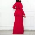 thumbnail image 5 of ZQUUVOU Women's Long Sleeve Cocktail Dresses Sheer Mesh Panel Gown Round Neck Pleated Maxi Dress with Belt Elegant Formal Red, 5 of 8