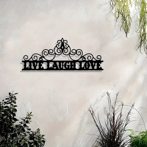 HELLOYOUNG Retro Style Live Laugh Love Metal Wall Art Sign Vintage Iron Decor Wind Chime for Home Living Room Indoor Outdoor, Rustic Christmas Gift for Family Friends