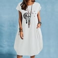 thumbnail image 2 of Robes pour Femmes 2022 Robe à Manches Courtes à Col Rond Grande Taille Robe Imprimée Décontractée Ample d'Été Midi avec Poches, 2 of 4