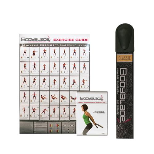 Bodyblade Classic kit with wall chart and instructional video, black