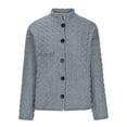 thumbnail image 5 of Womens Cardigans Lightweigh Long Sleeve High Neck Knitted Top Solid Color Sweater Coat Single Breasted Jacket (Gray L), 5 of 6
