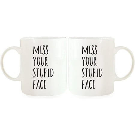

Andaz Press Funny Couples 11 oz Ceramic Coffee Mugs Miss Your Stupid Face His and Hers Coffee Mug Set of 2 Valentines Couples Mugs for Him and Her Mr and Mrs Mugs Couple Mugs for Husband and Wife