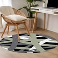 thumbnail image 4 of Round Rugs 3 Ft, Sage Green Black Geometric Non Slip Area Rugs for Kitchen Bedroom Entryway, Modern Art Abstract Grey Line Washable Carpet Runner Rug Floor Mats for Bedroom Home Decor, 4 of 8