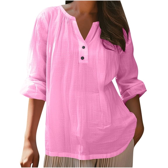 Fashion Plus Size Shirts Tops for Womens Casual Loose Fashion Long Sleeve Solid Color Round Neck Pullover Shirt