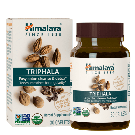 Himalaya Organic Triphala Herbal Supplement Supports Regularity, Occasional Bloating,  30 Plant-Based Caplets