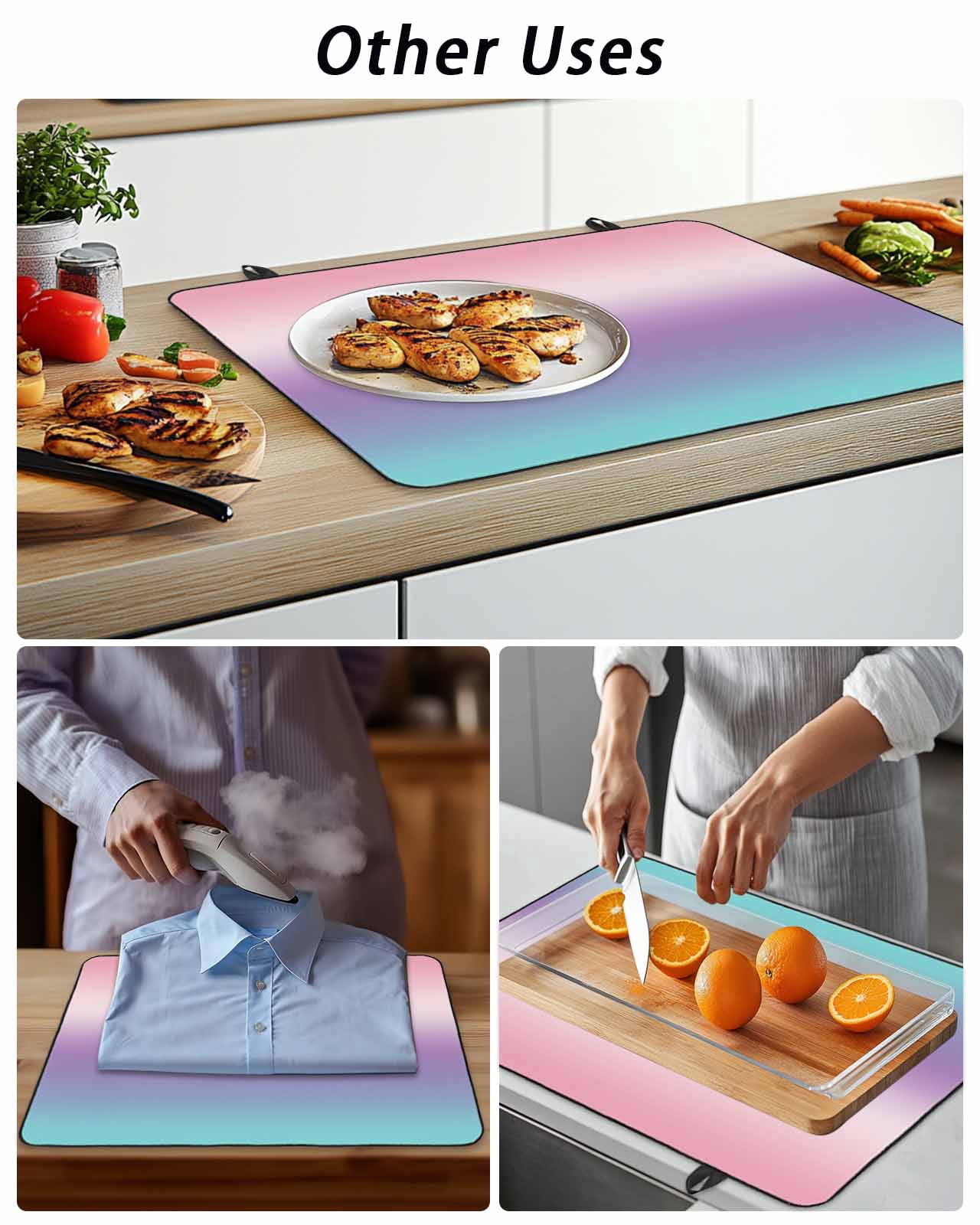 Stove Top Covers for Electric Stove, Pink Purple Teal Ombre Cream Glass Stovetop Cover Protector, Modern Abstract Art Aesthetics Induction Cooktop Protector Oven Mat for Kitchen Countertop 24"x21"
