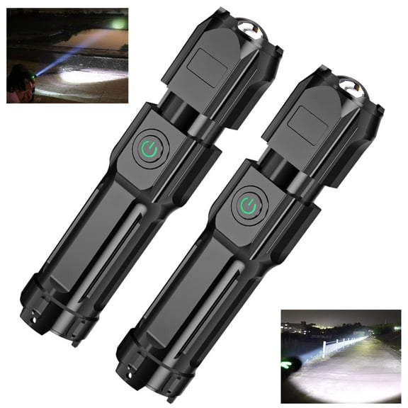 Bxaolu Flashlight Rechargeable Flashlights High Lumens, 20000LM Bright LED Flashlight Powered Flash Light, USB Flashlights Waterproof Handheld Flash lights for Home Camping Hiking(2 Pack)