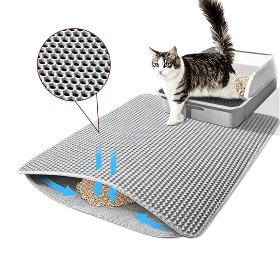 Cat Litter Trapping Mat, Double-Layer Honeycomb Design Litter Mat with Waterproof Bottom Layer, Easy Clean Scatter Control Pad