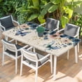 thumbnail image 2 of Weeping Blue Floral Table Cloths for 6 Foot Rectangle Tables, Spring Butterflies Flowers Linen Patio Waterproof Elastic Fitted Tablecloths, Washable Rectangular Table Cover for Camping, 2 of 8