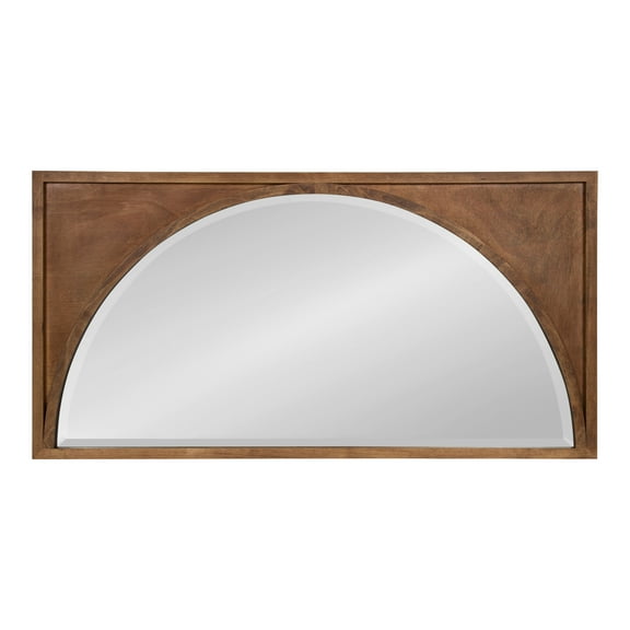 Kate and Laurel Andover Modern Casual Wood Framed Wall Panel Arch Mirror with Beveled Edge, Light Brown, 42x21.5