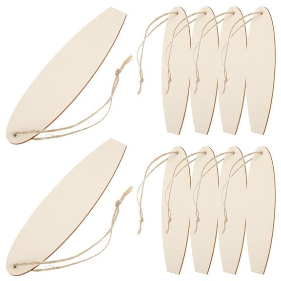 HEMOTON Wooden Surfboard Decor for Beach Theme DIY Ornaments Unfinished Signs Khaki Color 20 Pieces