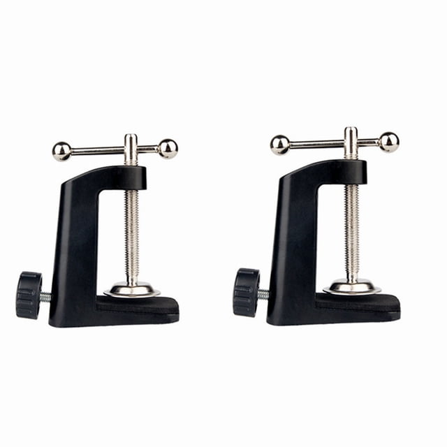 unbranded 2Ud Base Soporte Tipo C Para Microfono Y Lampara De Material Metal Negro