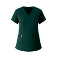 thumbnail image 3 of Women Scrub Set Workwear V-Neck Pocket Top & Drawstring Jogger Scrub Pants Cozy Fit Solid Nursing Scrubs Set Uniform, 3 of 3