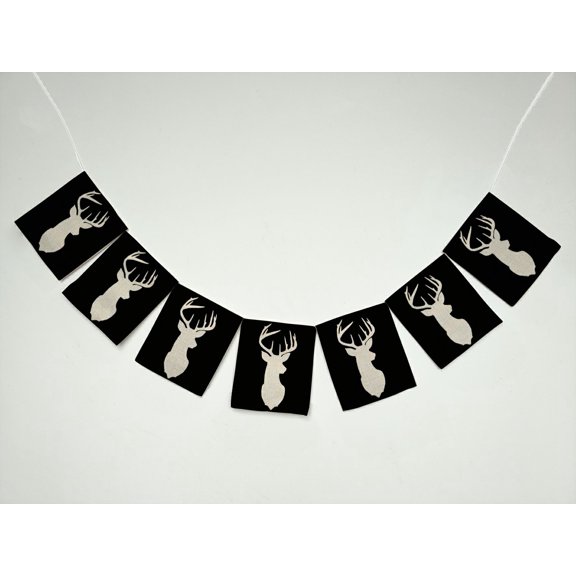 ZKGK Deer Silhouette Banner Bunting Garland Flag Sign for Home Family Party Decoration
