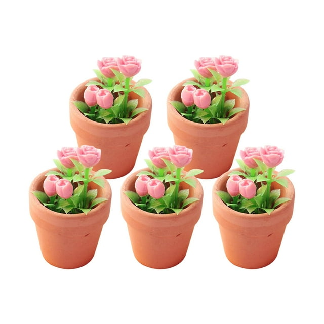 Plantas en macetas Zulema Rosas Falsas 1:12 Accesorios de Regalos rosado
