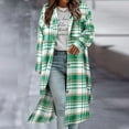 thumbnail image 2 of LIaqionyy Women's Plaid Long Shirt Jacket Shacket Button down Casual Collared Jackets Coats with Pocket, 2 of 6