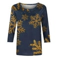 thumbnail image 5 of Lolmot 3/4 Length Sleeve Womens Tops Christmas Snowflakes Snowmen Christmas Tree Printed Loose Fit Blouse Tunic Fashion Plus Size Round Neck Shirt Tee Fall Holiday Tops, 5 of 5