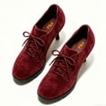 thumbnail image 2 of FSJ Women Round Toe Oxfords Heels Lace-Up Stiletto High Heel Fashion Pumps Office Party Shoes Size 12 Wine Red, 2 of 4