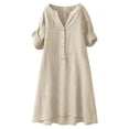 thumbnail image 4 of Duoif Womens Cotton Shirt Dress Summer Casual Short Sleeve Button down Shirt Dresses for Women 2026 Beach Cover up Shirts with Pockets, Khaki, S, 4 of 5