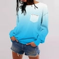 thumbnail image 2 of DeHolifer Womens Sweatshirt Strip Print Gradient Color Crewneck Long Sleeve Loose Pullover with Pocket Light Blue XL, 2 of 7