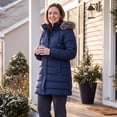 thumbnail image 5 of HVEOO Warm Winter Puffer Coat Fleece LinedWaterproof Long Down Jacket for Women, Navy, 5 of 8