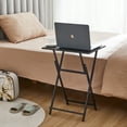 thumbnail image 2 of Folding TV Tray Table,Portable Sofa Side Table,Industrial Snack Table for Small Spaces,2 Pcs,Black, 2 of 7