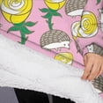 thumbnail image 3 of Oversized Wearable Blanket Hoodie,Pink Hedgehog Rose Pattern Sherpa Blanket Hoodie with Super Pockets,Super Warm Fuzzy Pullover for Women & Men, 3 of 6