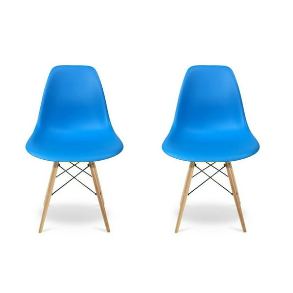 Eiffel Dining Chair with Wood Base - Dark Blue