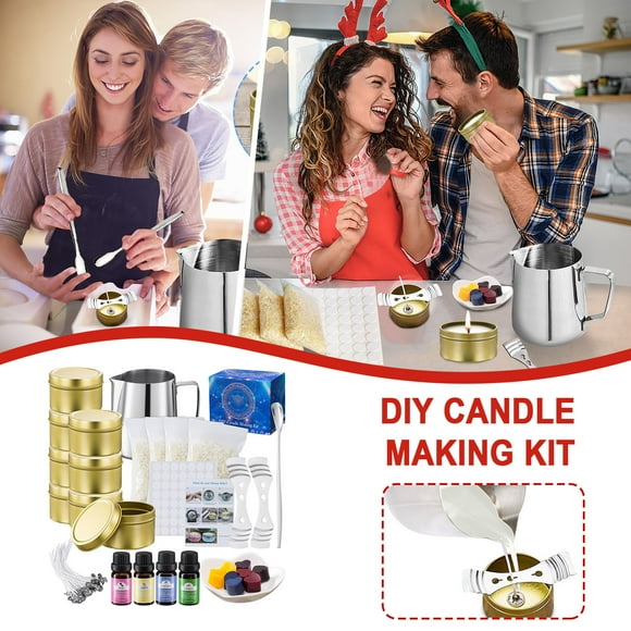 Dvkptbk Candle Making Diy Candle Making Kit Including Wax Jar Beeswax Wick Candle Box Spoon Etc 40ml Home Decor